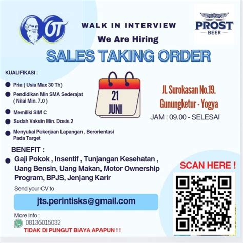 Gaji sales taking order orang tua 100